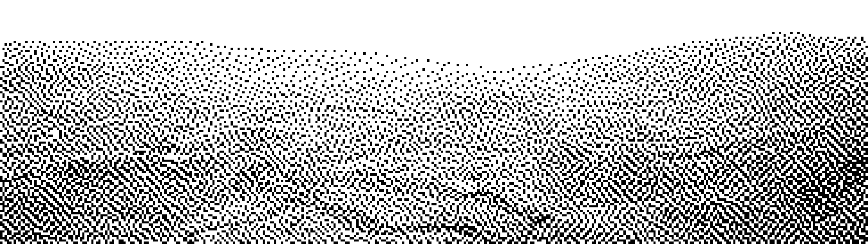 Ein weites Tal von einem hohen Grat aus gesehen, in Atkinson-Dither. Der ganze Talboden ist auf einen Blick zu lesen.
